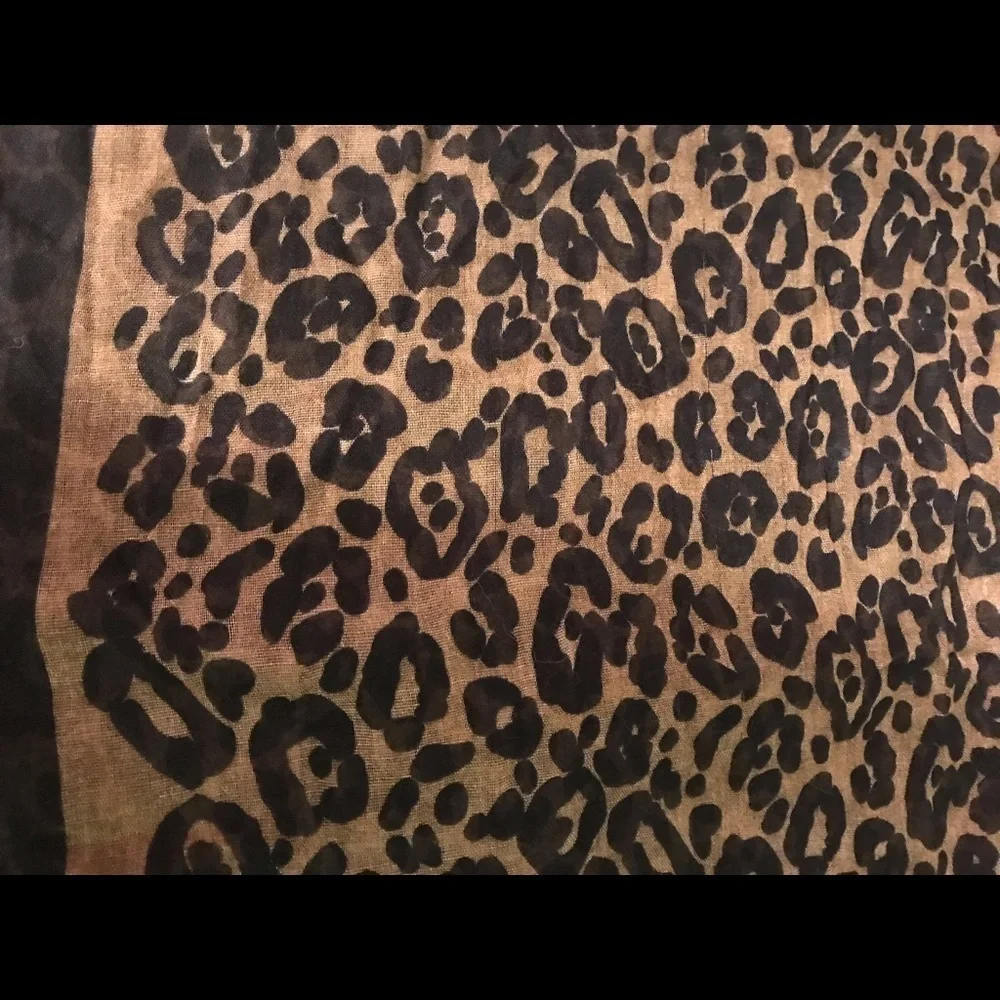Boutique Leopard Print Lightweight Blue and Brown Scarf